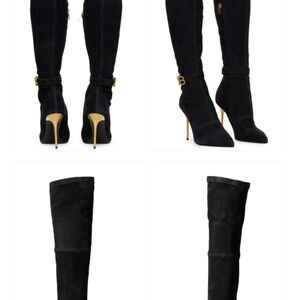 Balmain Black and Gold Heeled Boots